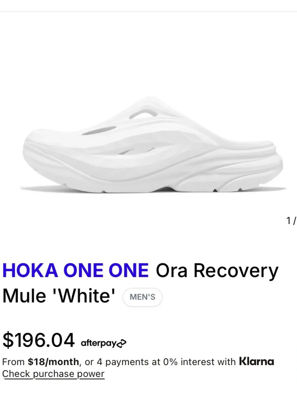 New Hoka Ora Recovery Slip On Mules White Men’s Size 14 NWOT